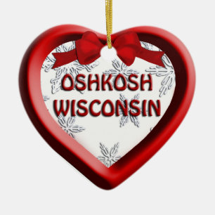 Oshkosh Wisconsin Heart Christmas Ornament