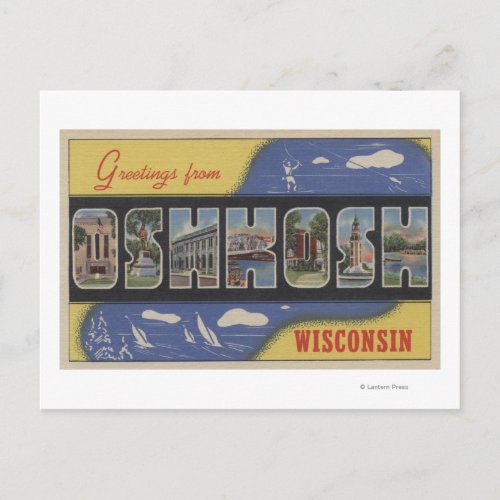 Oshkosh Wisconsin _ Large Letter Scenes Postcard