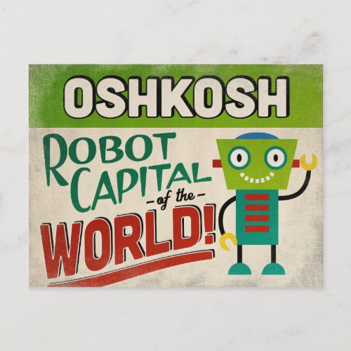 Oshkosh Wisconsin Robot _ Funny Vintage Postcard