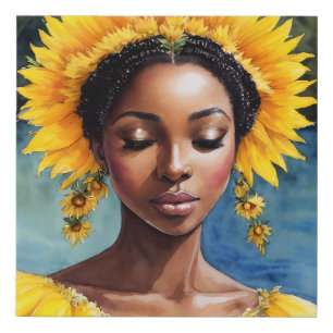 Oshun African Orisha Watercolor Art Faux Canvas Print