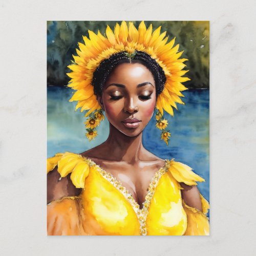 Oshun African Orisha Watercolor Art Postcard