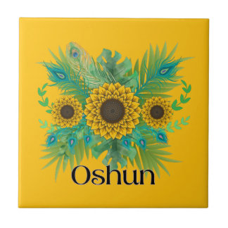 Oshun Goddess Sunflowers Ceramic Tile