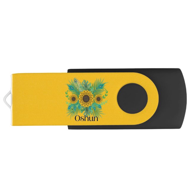 Oshun Goddess Sunflowers Flash Drive (Back)