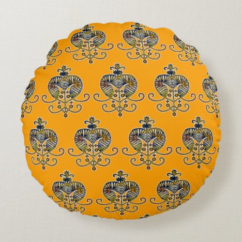 Oshun Goddess Veve Sigil Round Pillow