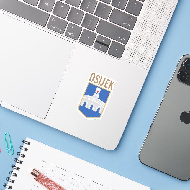 Osijek coat of arms, Croatia Sticker (Laptop w/ iPhone)