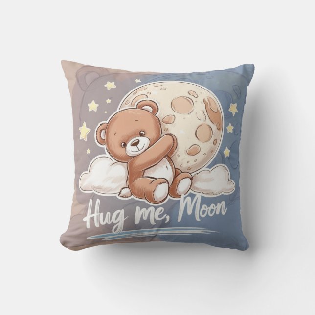 Osito Kawaii with Stars - Sweet and Tierno Design Throw Pillow (Front)