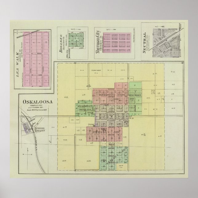 Oskaloosa, Lea Walk, and Bonanza, Kansas Poster (Front)