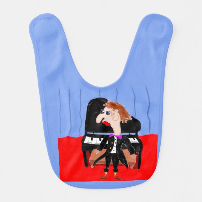 Oskar The Pianist Baby Bib (Front)