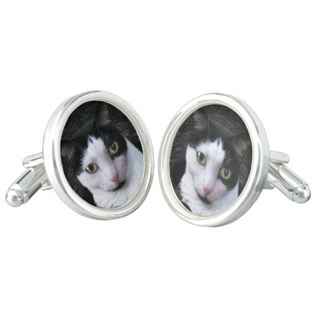 Oskar the Tuxedo Cat Cufflinks (Angled)
