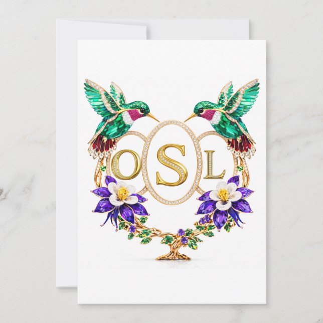 OSL Hummingbird Wedding Any Letters Custom CO Invitation (Front)