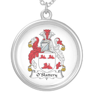 O'Slattery Family Crest Silver Plated Necklace