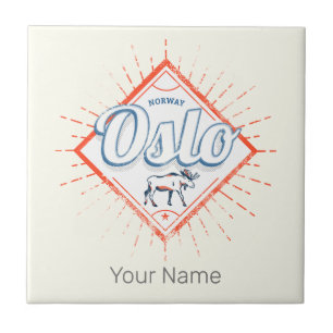 Oslo Capital Norway Retro Moose Vintage Souvenir Ceramic Tile