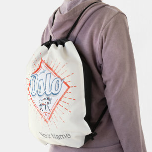 Oslo Capital Norway Retro Moose Vintage Souvenir Drawstring Bag