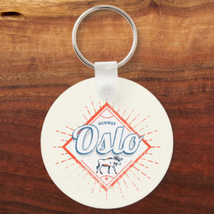 Oslo Capital Norway Retro Moose Vintage Souvenir Keychain