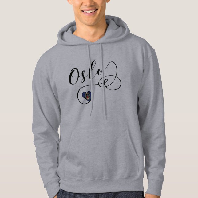 Oslo Heart Flag, Norway Hoodie (Front)