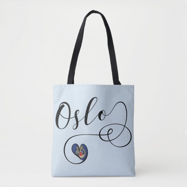 Oslo Heart Grocery Bag, Norway Tote Bag (Front)