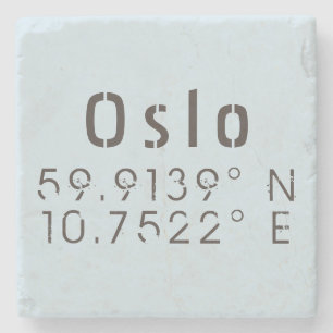 Oslo Latitude Longitude Stone Coaster