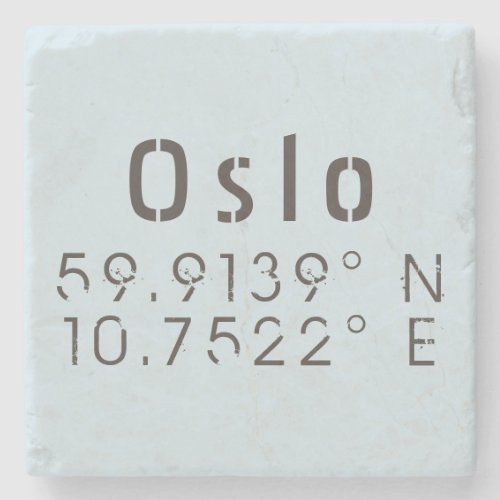 Oslo Latitude Longitude Stone Coaster