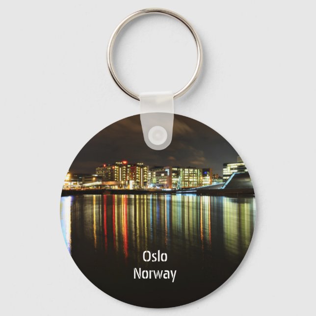 Oslo, Norway at night Keychain (Front)