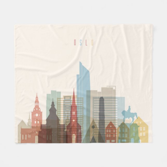 Oslo, Norway | City Skyline Fleece Blanket (Front (Horizontal))