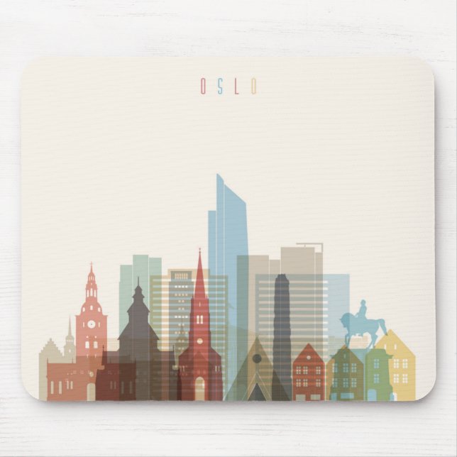 Oslo, Norway | City Skyline Mouse Pad (Front)