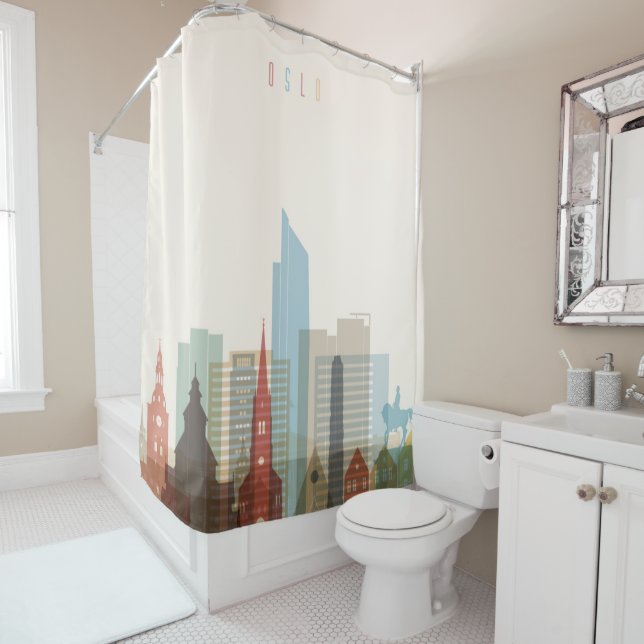 Oslo, Norway | City Skyline Shower Curtain (In Situ)
