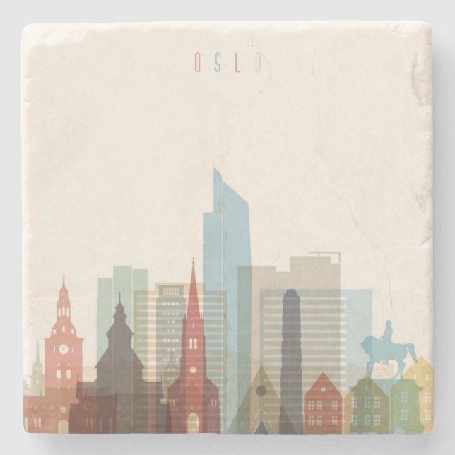 Oslo, Norway | City Skyline Stone Coaster (Front)