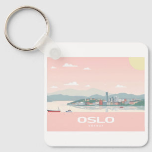 Oslo Norway Fjord Pastel Travel Keychain