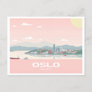 Oslo Norway Fjord Pastel Travel Postcard