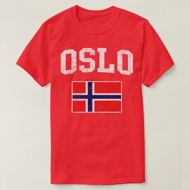 Oslo Norway Flag Norwegian Norge T-Shirt (Design Front)