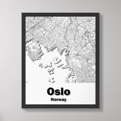 Oslo Norway minimalistic streets map Framed Art