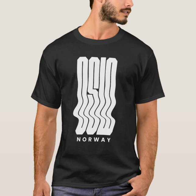 Oslo Norway Nordic Wave logo design T-Shirt (Front)