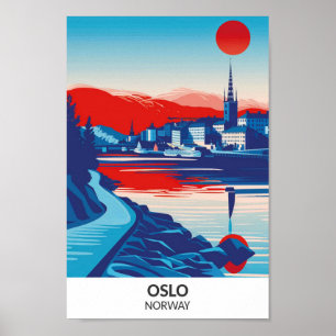 Oslo Norway Retro Artwork Travel Poster