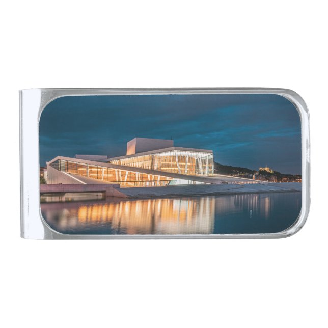 Oslo Norway Silver Finish Money Clip (Front)