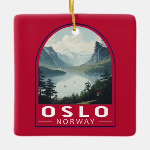 Oslo Norway Travel Art Vintage Ceramic Ornament
