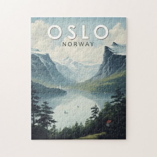 Oslo Norway Travel Art Vintage Jigsaw Puzzle