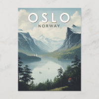 Oslo Norway Travel Art Vintage