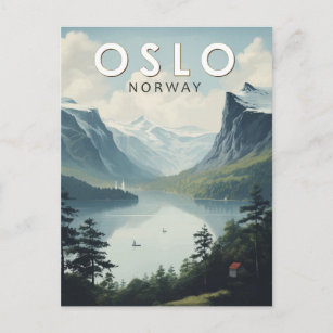 Oslo Norway Travel Art Vintage Postcard