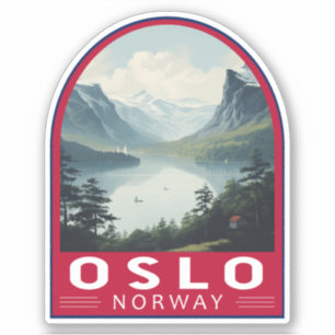Oslo Norway Travel Art Vintage Sticker