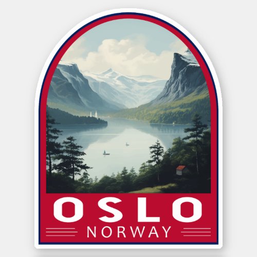 Oslo Norway Travel Art Vintage Sticker