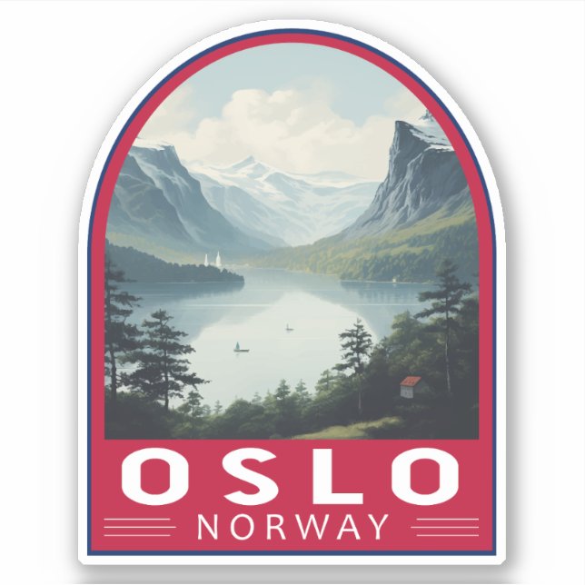 Oslo Norway Travel Art Vintage Sticker (Front)