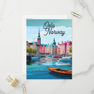 Oslo Norway Travel Postcard Art, Oslo Postcard, No