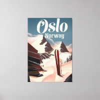 Oslo Norway travel ski poster