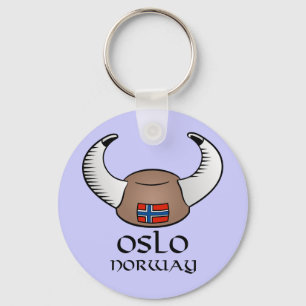 Oslo Norway Viking Hat Keychain