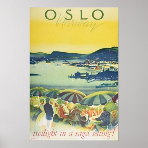 Oslo Norway Vintage Travel Poster