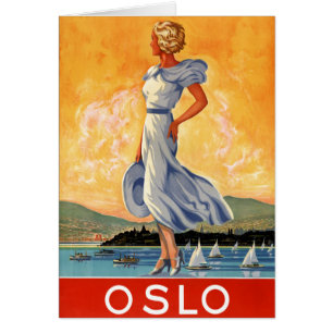 Oslo Norway Vintage Travel Poster Restored
