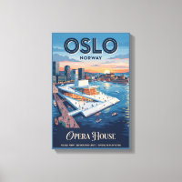 Oslo Opera House Norway Vintage Travel Poster