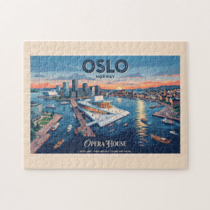 Oslo Opera House Vintage Travel Poster - Norway Jigsaw Puzzle
