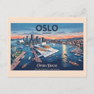 Oslo Opera House Vintage Travel Poster - Norway Postcard