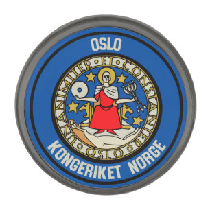 Oslo Round Emblem Gunmetal Finish Lapel Pin